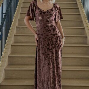 Baltic Born Everley Velvet Maxi Dress | Espresso Size 1XL1XL
